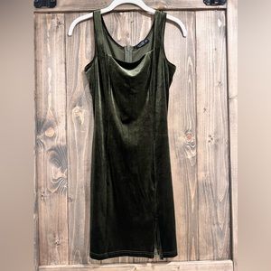 Fall velvet olive green dress